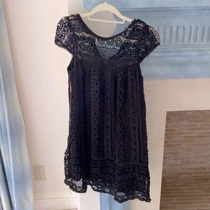 Black crochet dress